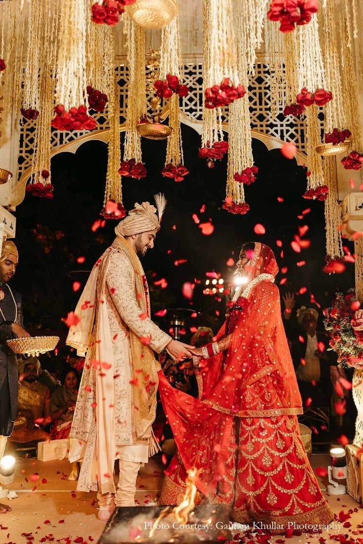 enchanting wedding ceremony flower shower during pheras